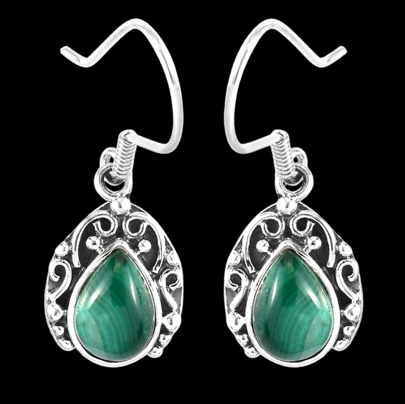🔥PRICE DROP🔥NWT ARTISAN AFRICAN MALACHITE STERLING SILVER DANG EARRINGS - Picture 4 of 8